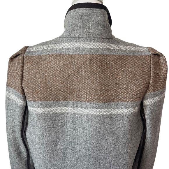 NWT Veronica Beard Flint Toggle Twill Dickey Striped Wool Duffle Pea Coat Size M - Picture 10 of 12